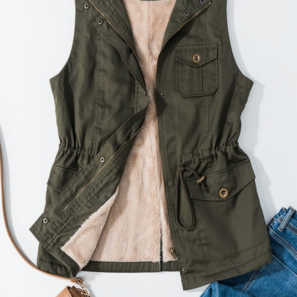 🌹FIRM PRICE🌹 ANORAK VEST, Faux Fur Lined - Black - Picture 4 of 8